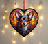 Chihuahua Black Stained Glass Effect Heart Suncatcher
